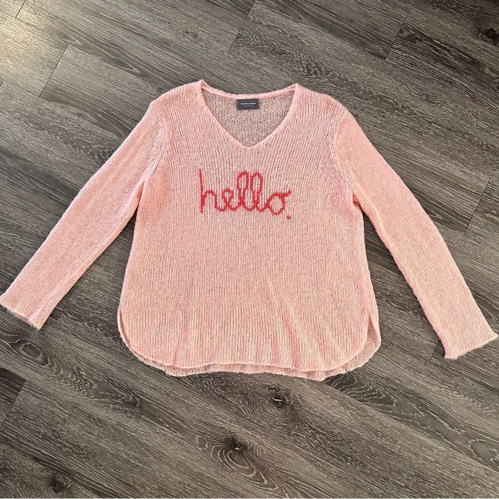 Wooden Ships Pink Hello Sweater